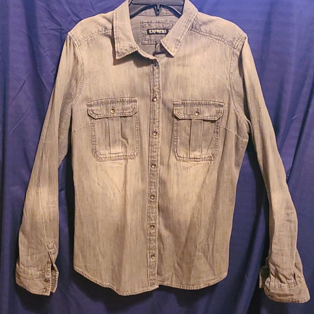 Express black denim shirt